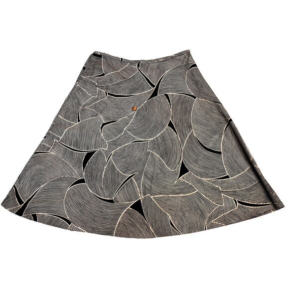 New York & Company Black White Cotton A-Line Skirt Size 10 Abstract Print - Picture 2 of 6